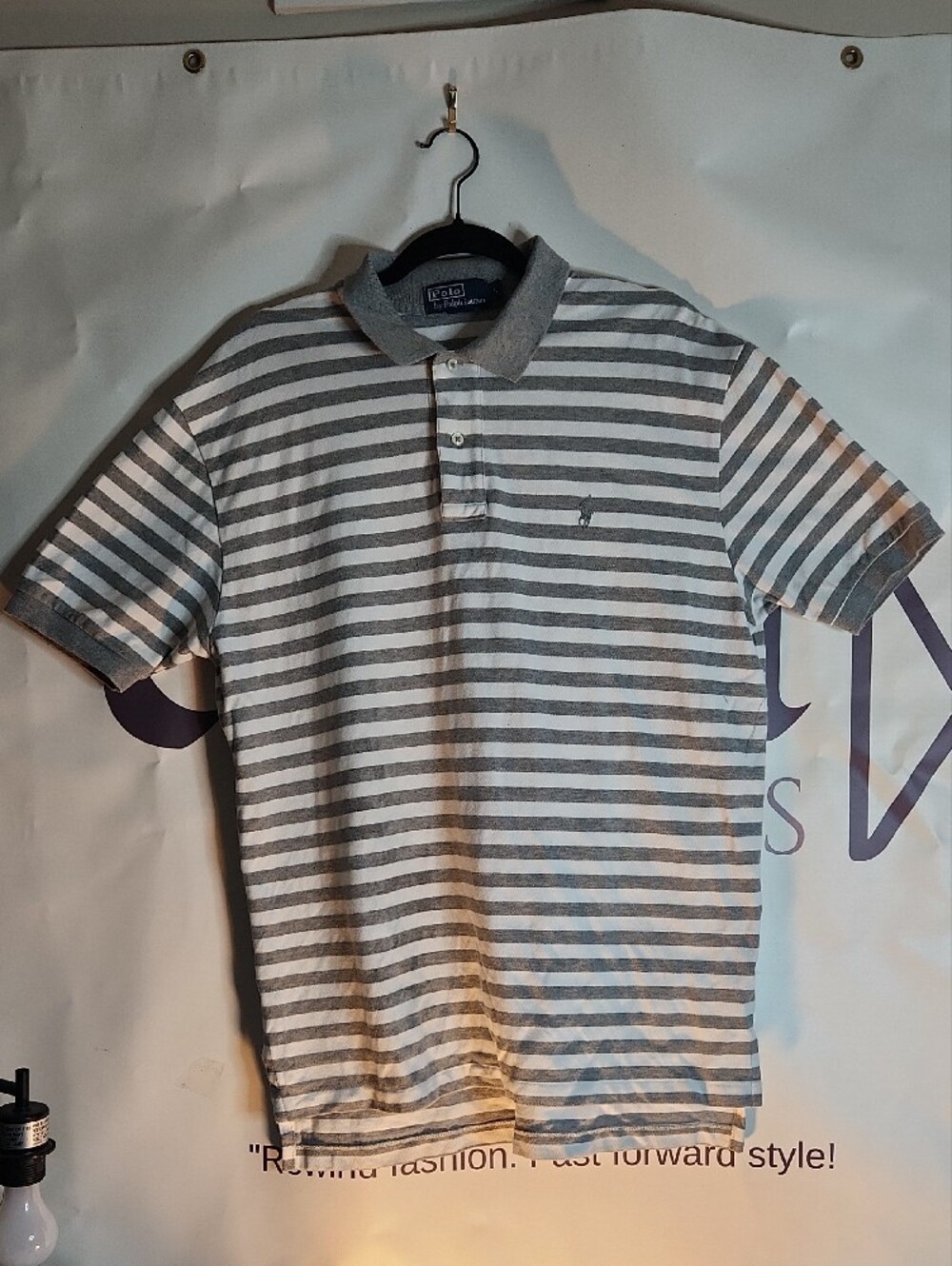 Polo by Ralph Lauren Gray & White Striped Polo